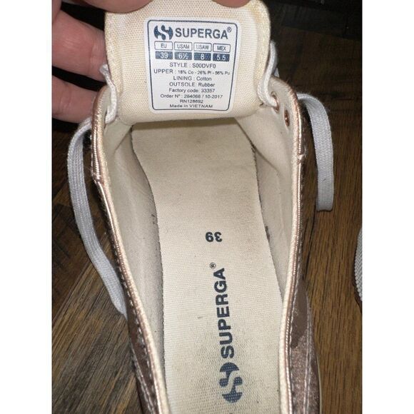 Revolve Superga 2750 Army Chrome Sneaker in Rose Gold Size US 8 EUR 39 - Picture 11 of 14